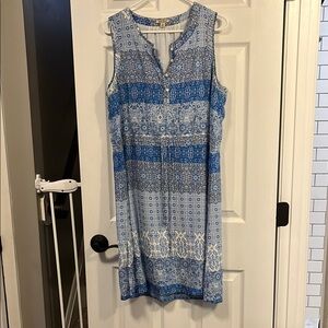 Lucky Brand Blue and White Sleeveless Dress